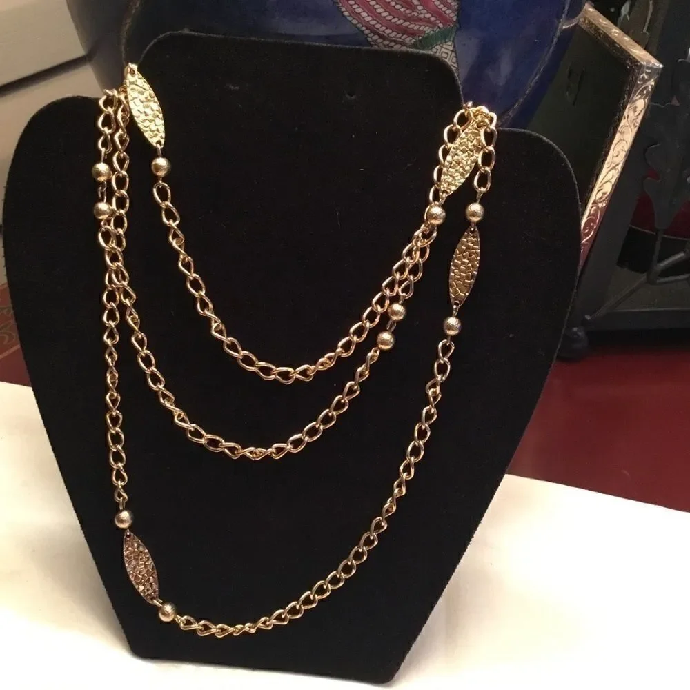 $12 ea or 3/$25 Goldtone Plaque and Bead Long Neck